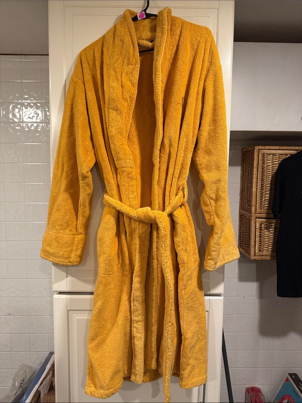Brooklinen Cozy Mustard Yellow Plush Bathrobe size large 7:30